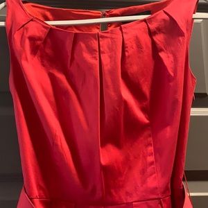 Arden B Satin,Pleated, and Belted Red Dress